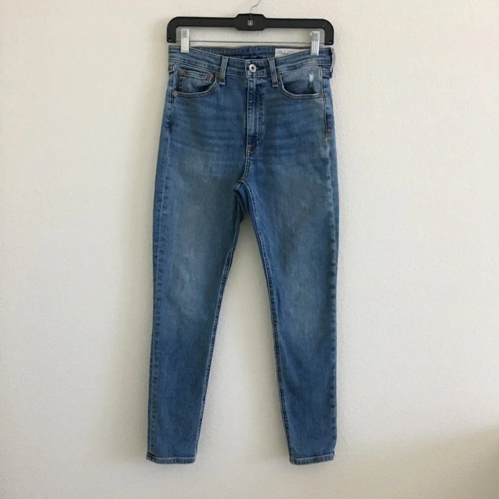 rag & bone NINA High-Rise Ankle Skinny Womens 27 Blue Denim Jean Stretch